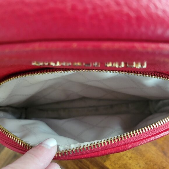 Michael Kors Red Pebbled Leather Backpack - Picture 6 of 7